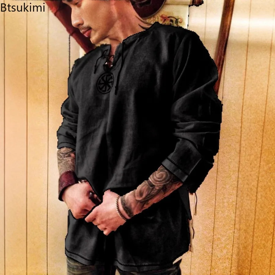 Halloween Knight Cosplay Medieval Renaissance Long Sleeve Shirt