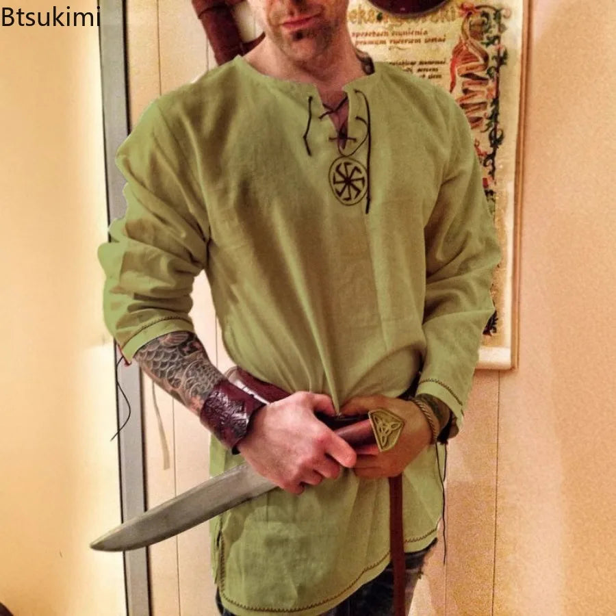 Halloween Knight Cosplay Medieval Renaissance Long Sleeve Shirt