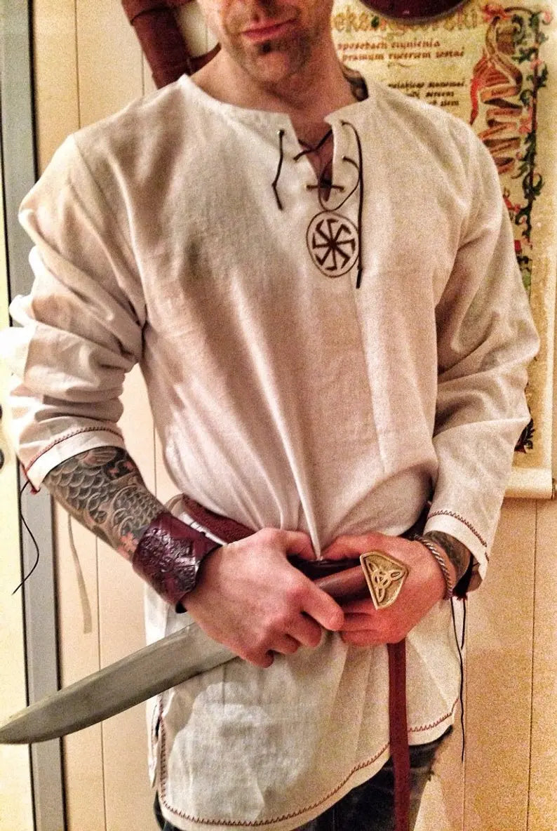 Halloween Knight Cosplay Medieval Renaissance Long Sleeve Shirt