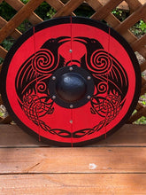 Load image into Gallery viewer, Double Raven Viking Shield - 24&quot; Hand painted Viking Medieval Shield