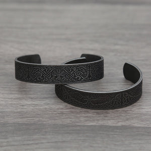 Black Stainless Steel Viking Rune Bracelets For Men and Women Viking Tree of Life Bracelet Celtic Knot Jewelry
