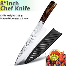 Load image into Gallery viewer, Kitchen Knife 8 inch Professional Japanese Chef Knives 7CR17 440C High Carbon Stainless Steel Meat Cleaver Slicer Santoku Knife