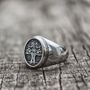 Tree of Life Signet Ring, Stainless Steel, Classic Men Celtic, Irish, Viking Ring