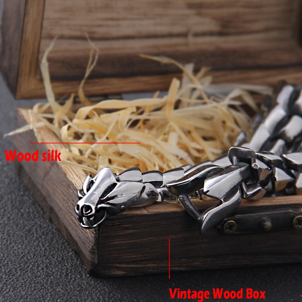 Viking Ouroboros vintage bracelet for men, stainless steel fashion Jewelry