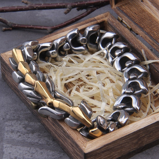 Viking Ouroboros vintage bracelet for men, stainless steel fashion Jewelry