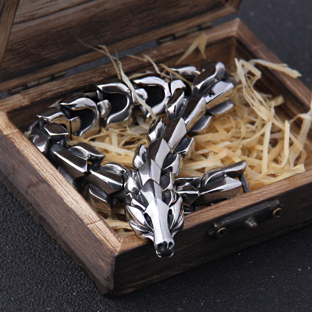 Viking Ouroboros vintage bracelet for men, stainless steel fashion Jewelry
