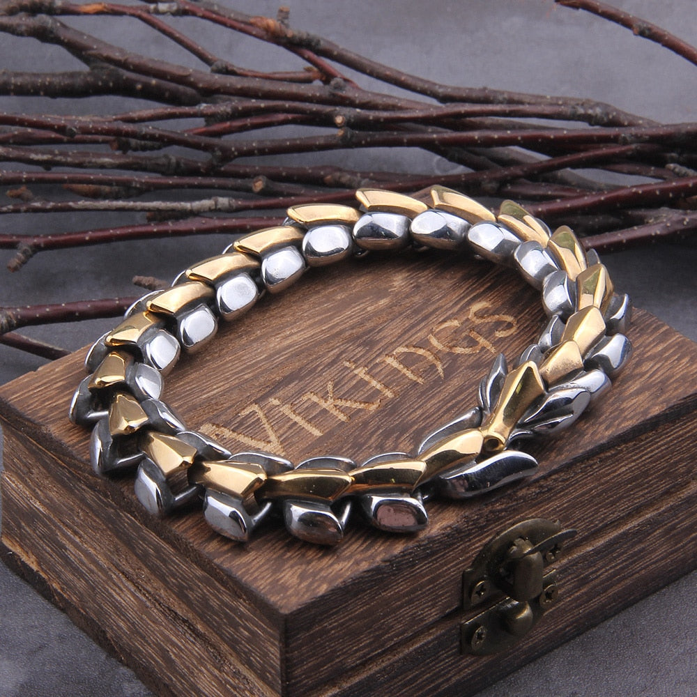 Viking Ouroboros vintage bracelet for men, stainless steel fashion Jewelry