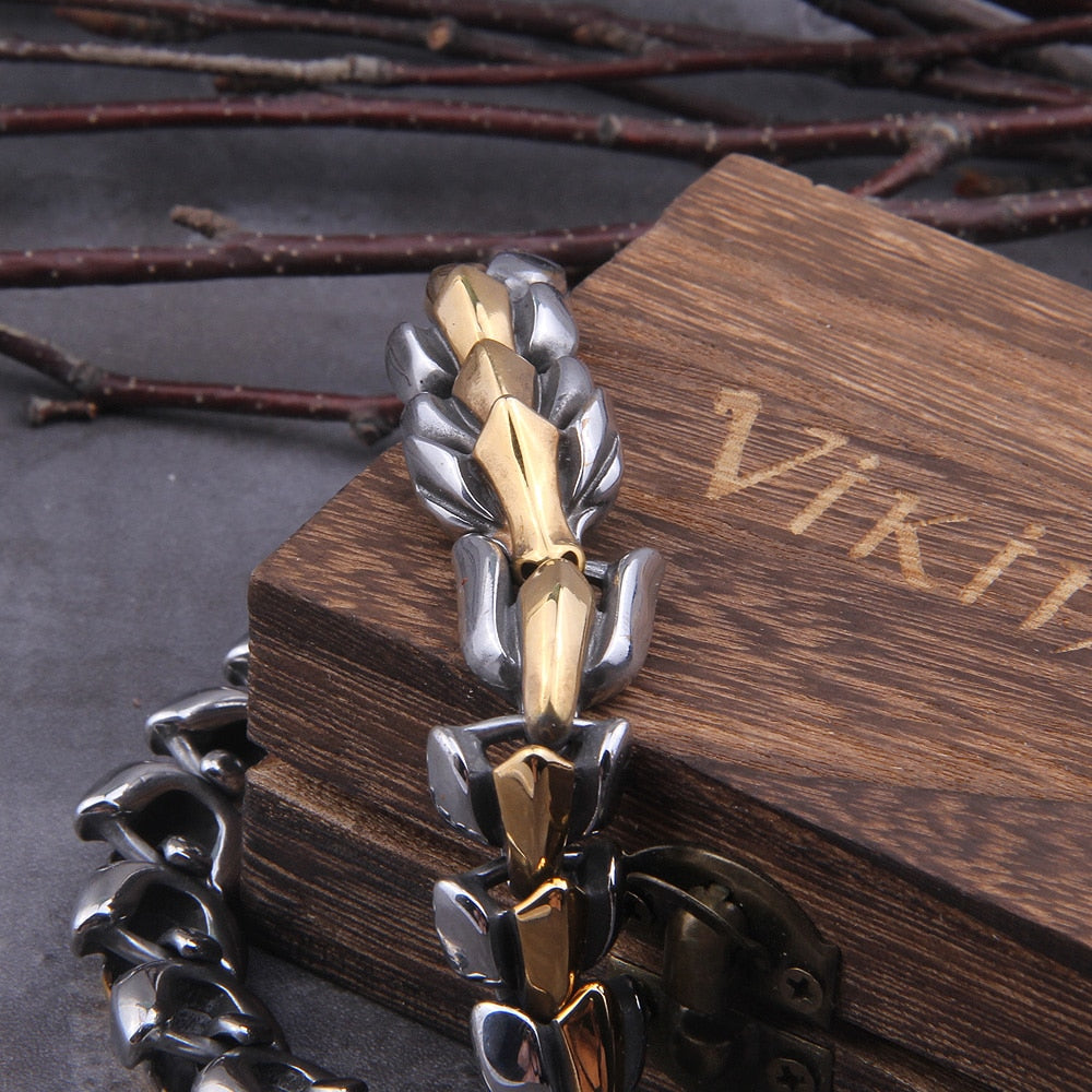 Viking Ouroboros vintage bracelet for men, stainless steel fashion Jewelry