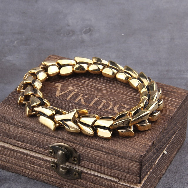 Viking Ouroboros vintage bracelet for men, stainless steel fashion Jewelry