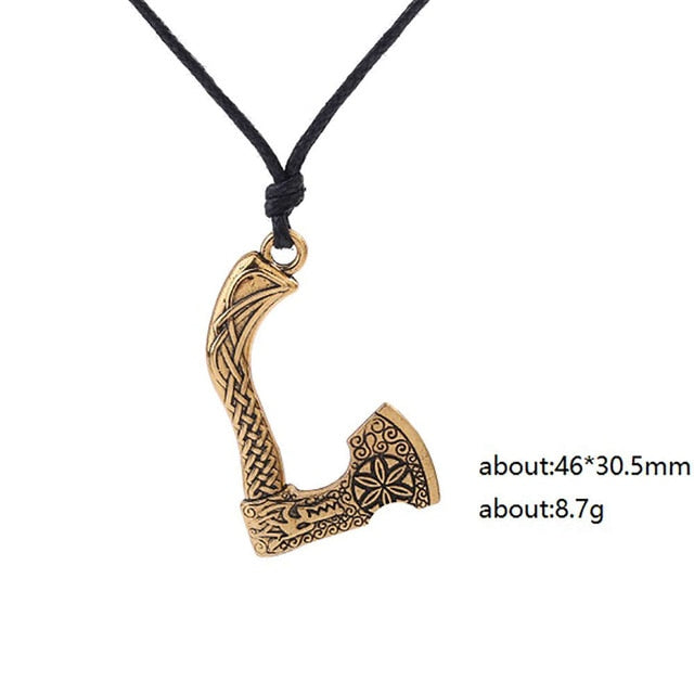 The Fehu Feoh Fe Rune Axe Amulet compass Viking runes Axe pendant Scandinavian Necklace