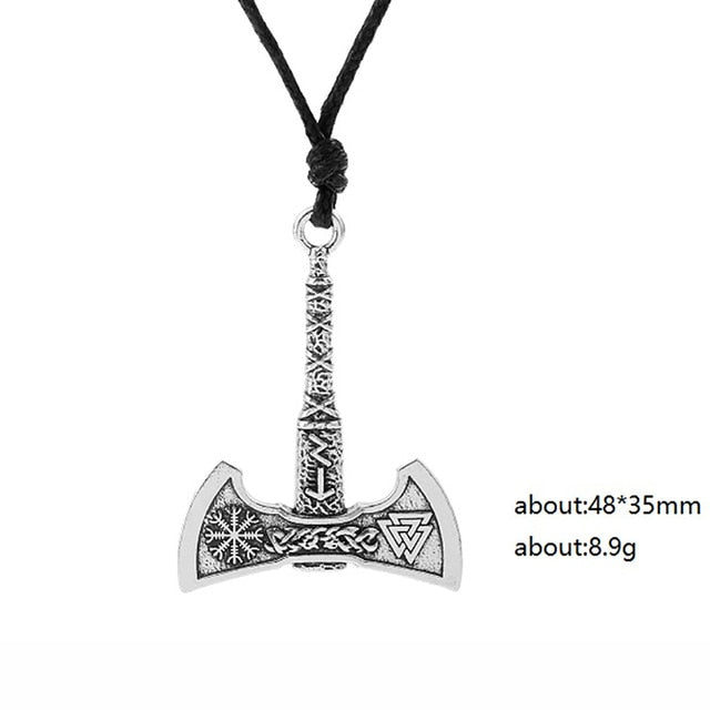 The Fehu Feoh Fe Rune Axe Amulet compass Viking runes Axe pendant Scandinavian Necklace