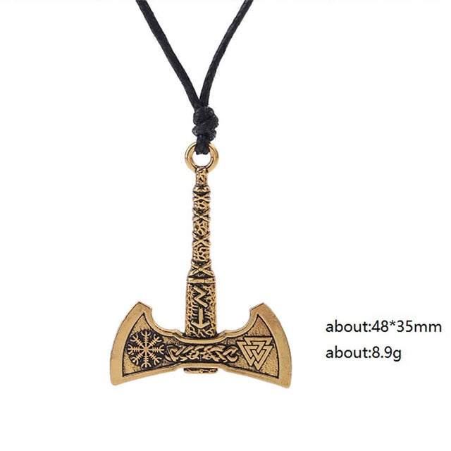 The Fehu Feoh Fe Rune Axe Amulet compass Viking runes Axe pendant Scandinavian Necklace