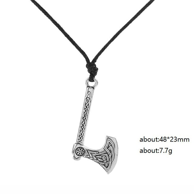 The Fehu Feoh Fe Rune Axe Amulet compass Viking runes Axe pendant Scandinavian Necklace