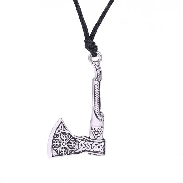 The Fehu Feoh Fe Rune Axe Amulet compass Viking runes Axe pendant Scandinavian Necklace