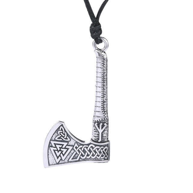 The Fehu Feoh Fe Rune Axe Amulet compass Viking runes Axe pendant Scandinavian Necklace