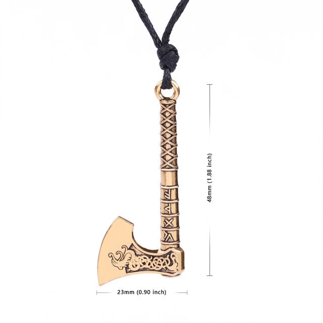 The Fehu Feoh Fe Rune Axe Amulet compass Viking runes Axe pendant Scandinavian Necklace