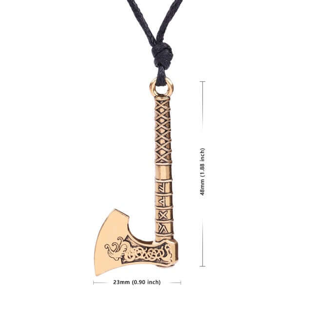 The Fehu Feoh Fe Rune Axe Amulet compass Viking runes Axe pendant Scandinavian Necklace