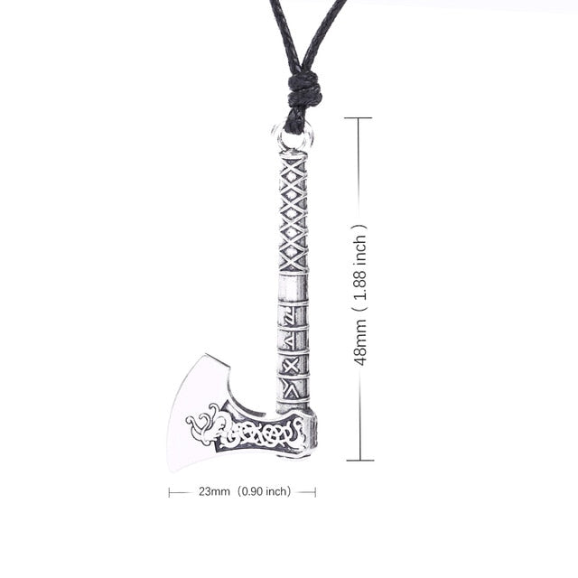 The Fehu Feoh Fe Rune Axe Amulet compass Viking runes Axe pendant Scandinavian Necklace