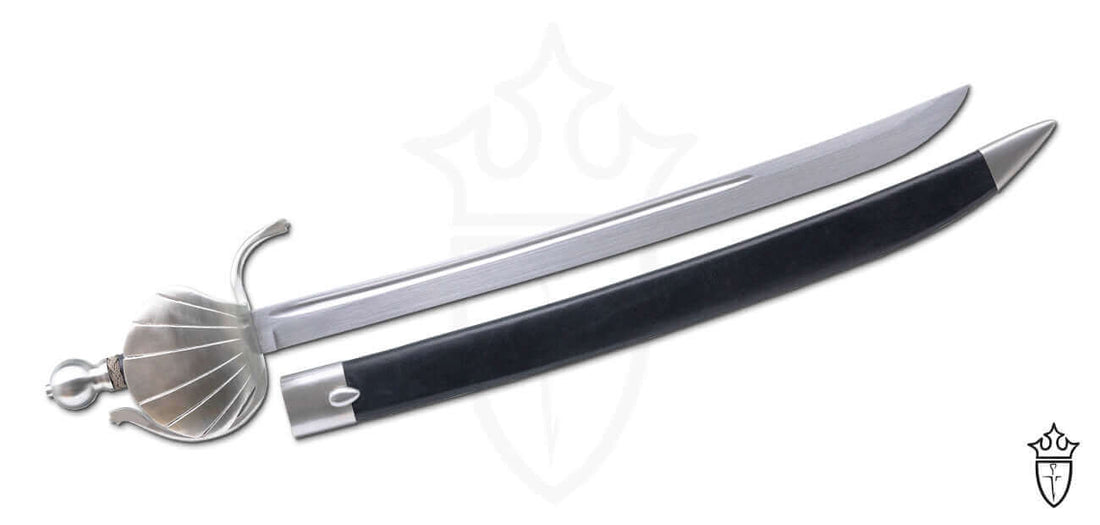 Medieval Swords Sale showing a beautifully crafted sword with a curved blade and ornate hilt for battle readiness.