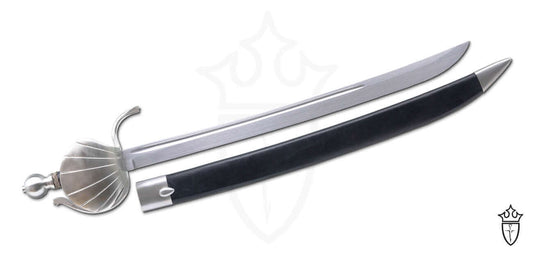 Medieval Swords Sale showing a beautifully crafted sword with a curved blade and ornate hilt for battle readiness.