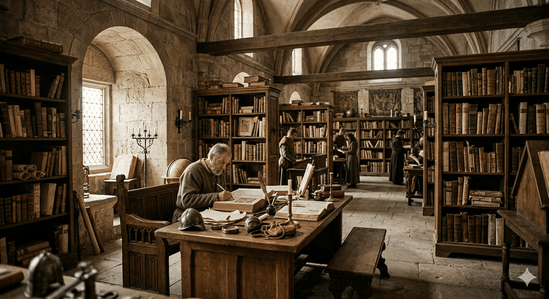 The Scholar and the Steel: Unlocking the Secrets of Medieval Craftsmanship in a historic library.