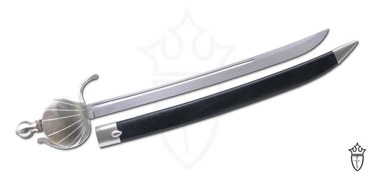 Medieval Swords Sale showing a beautifully crafted sword with a curved blade and ornate hilt for battle readiness.