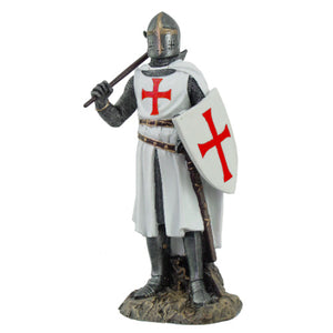 Templar Crusader Knight with Axe and Shield Statue