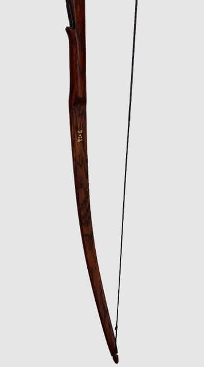 Bushman hunting flatbow 65 inch displayed, showcasing its sleek design and dark brown finish.