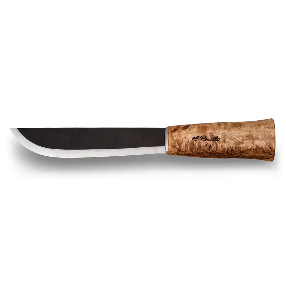 Roselli R150 The Big Leuku Knife - Sami Camp Knife with a curved blade and wooden handle.