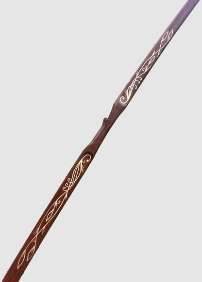 Handmade Hickory Elven Bow with elegant engravings, inspired by elvish designs from Tolkien's lore.