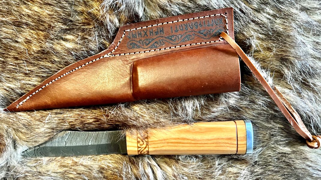 Norse Viking Utility Scramasax Damascus Blade