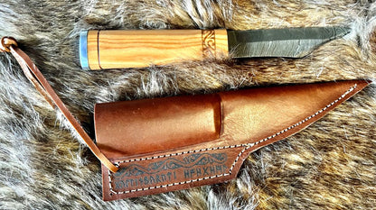 Norse Viking Utility Scramasax Damascus Blade