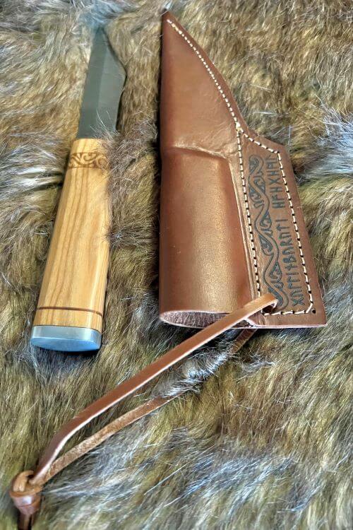 Viking Scramasax Knife | Damascus Seax Blade | Olive Wood Handle ...
