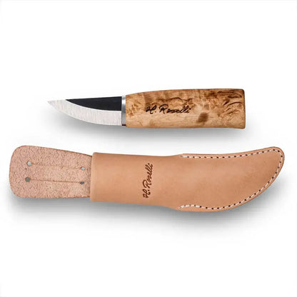 Roselli R130 The Grandmother Knife for craft work with leather sheath and wooden handle.