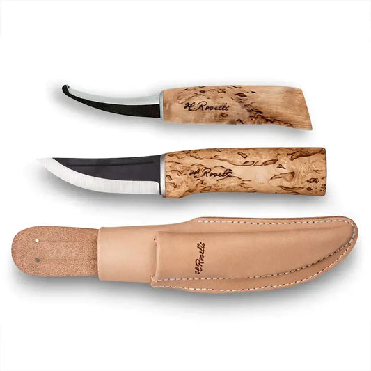 Roselli R171 Hunter / Opening Knife Combo with handmade knives and leather sheath.