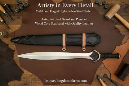 Celtic Leaf Blade War Sword, Hand Forged, Full Tang | Kingdom of Arms