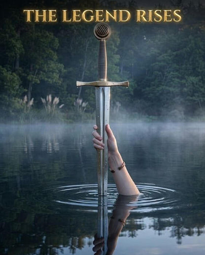 Excalibur - Sword of Power Limited Edition | KoA displayed in water with mist and forest backdrop, symbolizing legend.