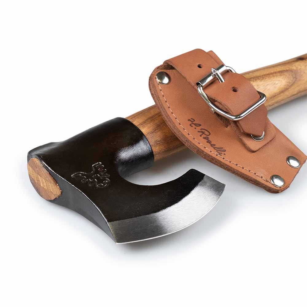 Roselli R850D The Axe, Long handle Red Elm Handle Nordic Axe with leather sheath and curved blade