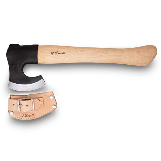 Roselli R860 The Axe, Short Handle with leather sheath for outdoor activities and wood splitting.