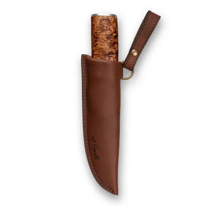 Roselli Hunter in UHC with Silver Mounts RW200S in brown leather sheath with burl wood handle.
