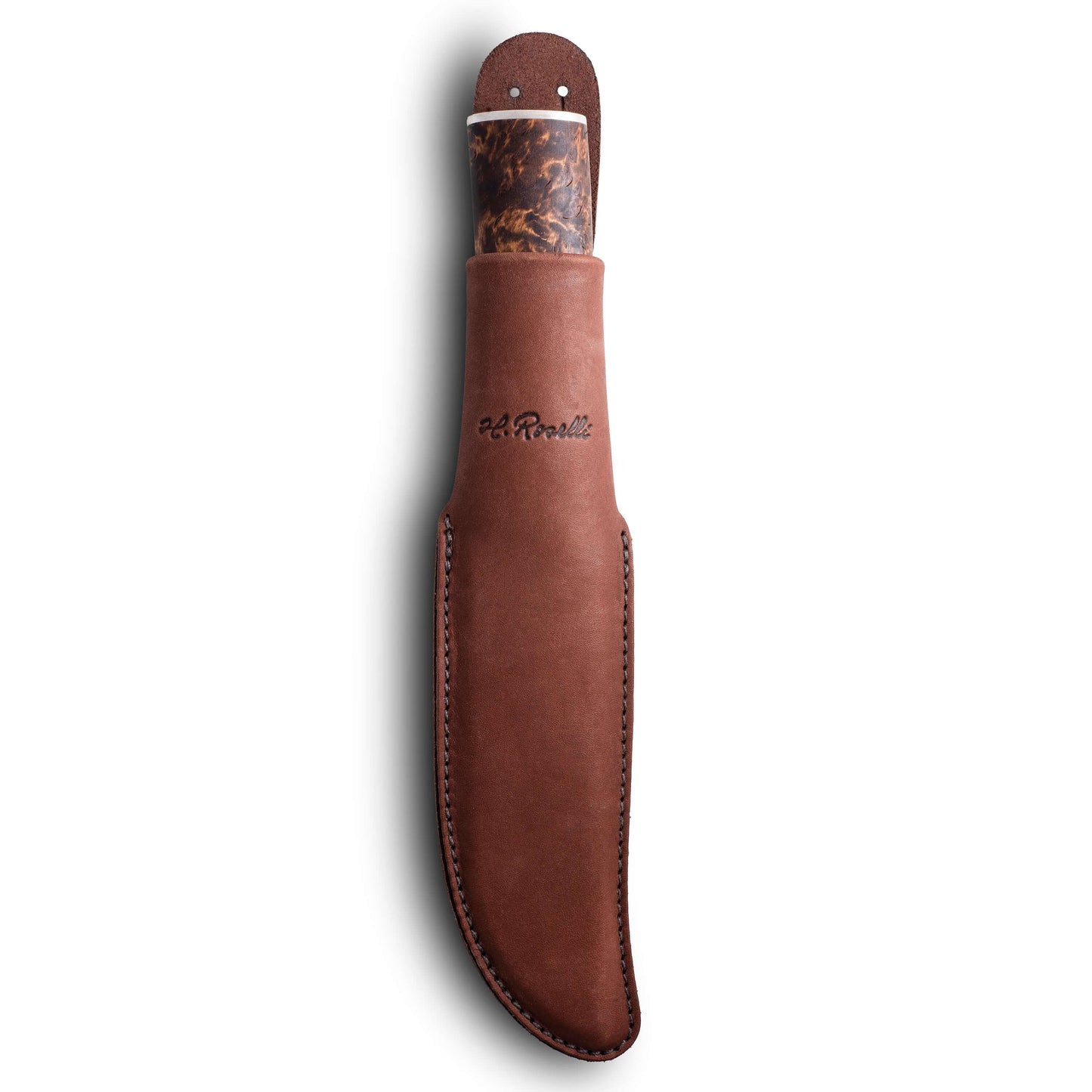 Roselli RW200LS Hunter in UHC with Silver mounts and longer blade in dark leather sheath