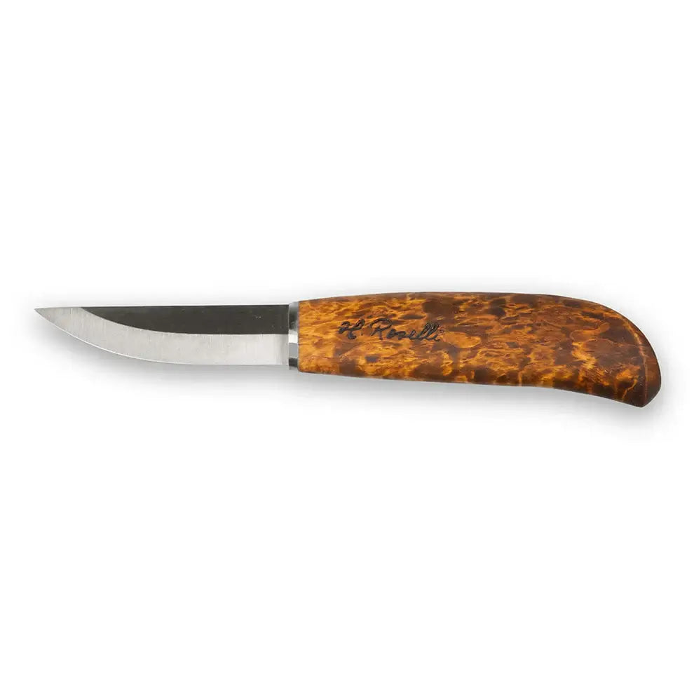 Roselli RW210 Carpenter's Knife, UHC Steel handmade in Finland with curly birch handle and sharp blade.