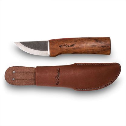 Roselli RW220 The Grandfather Knife, UHC Steel with curly birch handle and leather sheath.
