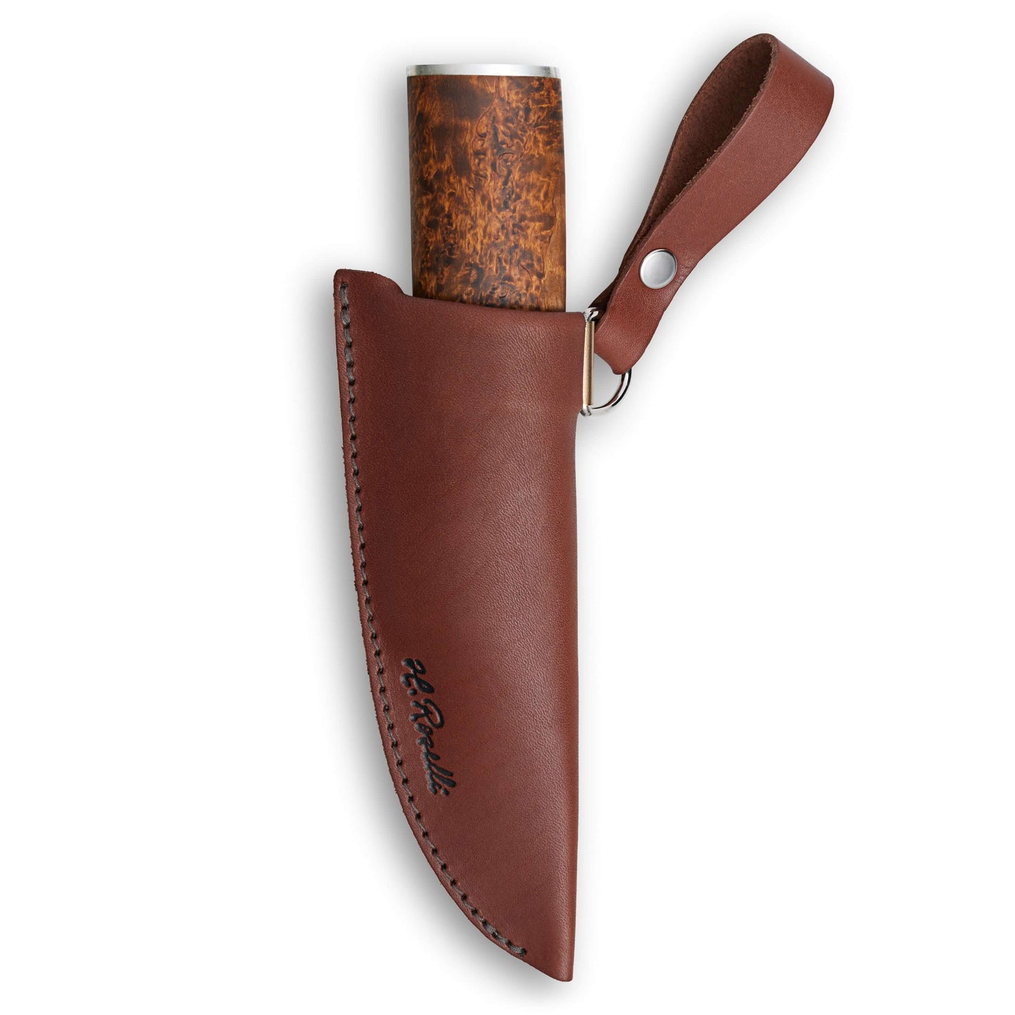 Roselli Grandfather in UHC With Silver Mounts RW220S in leather sheath, showcasing elegant design and craftsmanship.