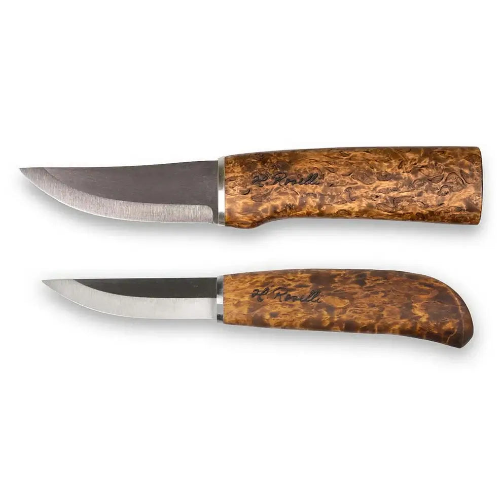 Roselli RW290 Combo UHC Hunter / Carpenter Knife Set showcasing a hunting knife and carpenter knife with wooden handles.