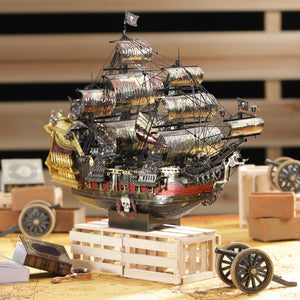 3D Metal Puzzle of The Queen Anne's Revenge Pirate Ship DIY Model Building Kits Toys for Teens Brain Teaser