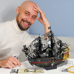 3D Metal Puzzle of The Queen Anne's Revenge Pirate Ship DIY Model Building Kits Toys for Teens Brain Teaser