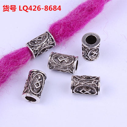 10pcs 24 Designs Viking Runes Set Loose Beads Spacer Beads Fit Beards or Hair TIWAZ TYR Sol rune Odal Futhark Rune DIY Jewelry