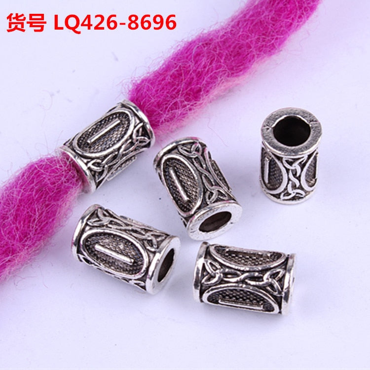 10pcs 24 Designs Viking Runes Set Loose Beads Spacer Beads Fit Beards or Hair TIWAZ TYR Sol rune Odal Futhark Rune DIY Jewelry