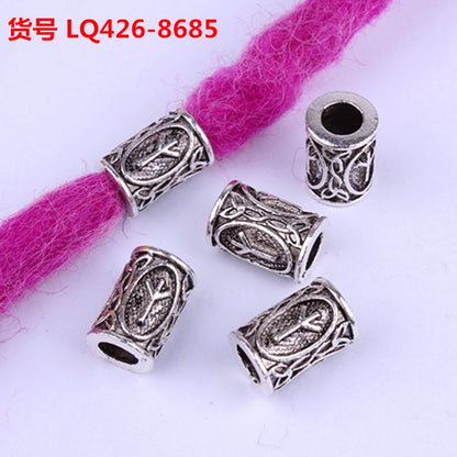 10pcs 24 Designs Viking Runes Set Loose Beads Spacer Beads Fit Beards or Hair TIWAZ TYR Sol rune Odal Futhark Rune DIY Jewelry